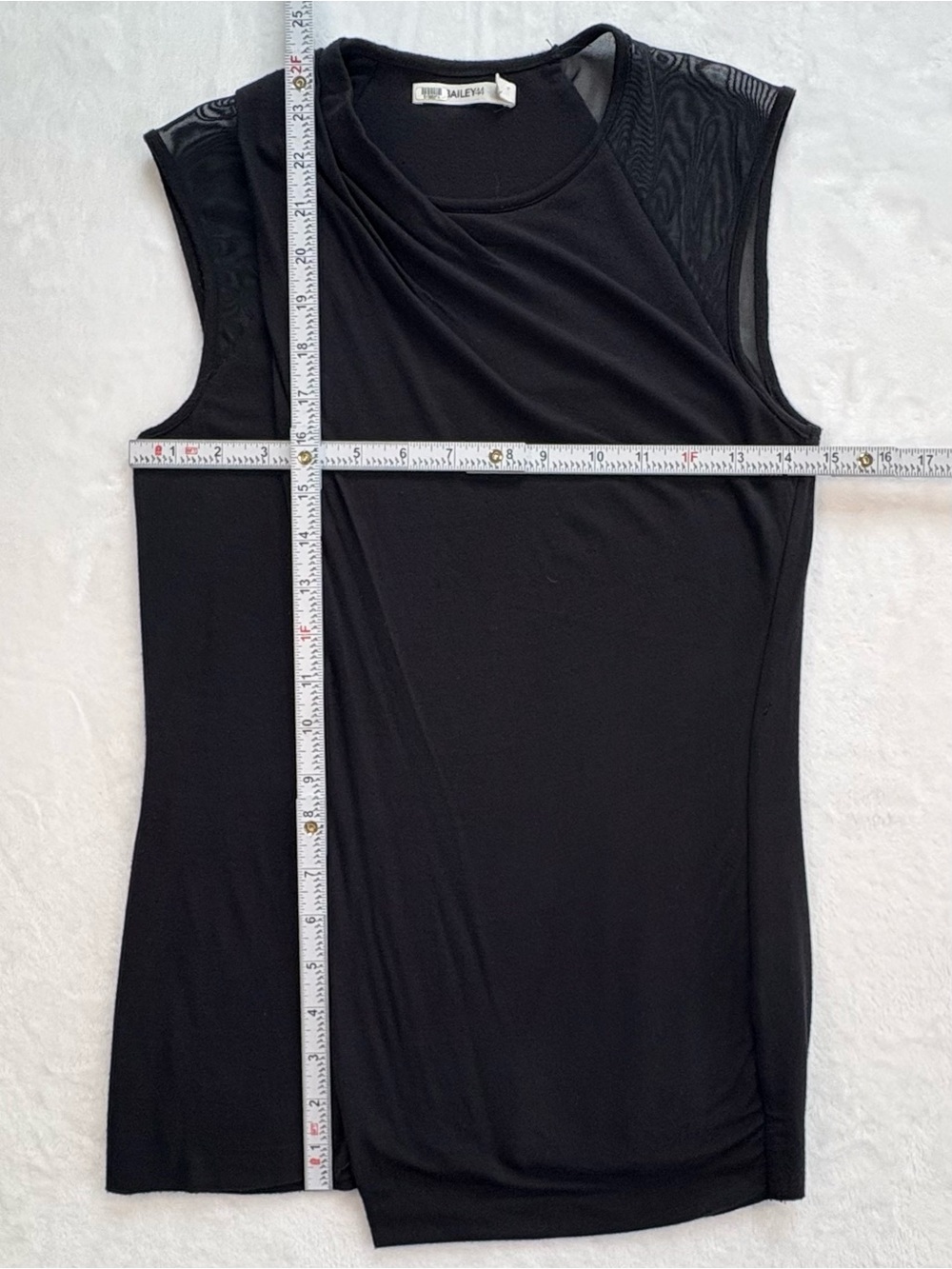 BAILEY 44 Black Mesh Sleeveless Asymmetrical Crewneck Stretch Tank Blouse Top S - Picture 7 of 7